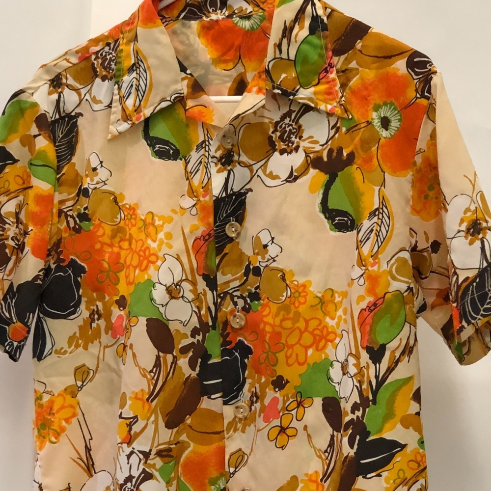Vintage Polyester Floral Print Shirt
